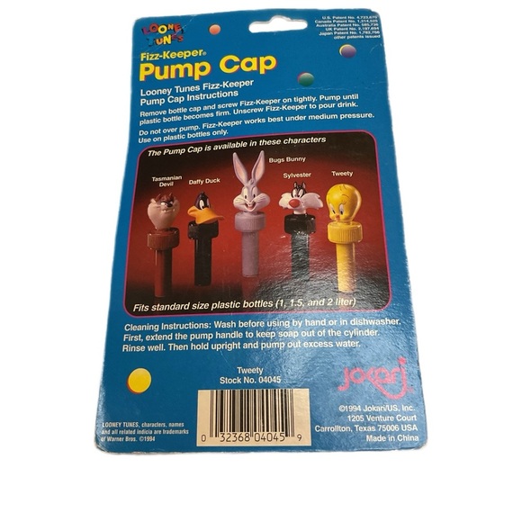 Vintage 1994 Looney Tunes Tweety Fizz Drink Keeper Pump Cap Cartoon Cap - Picture 3 of 6